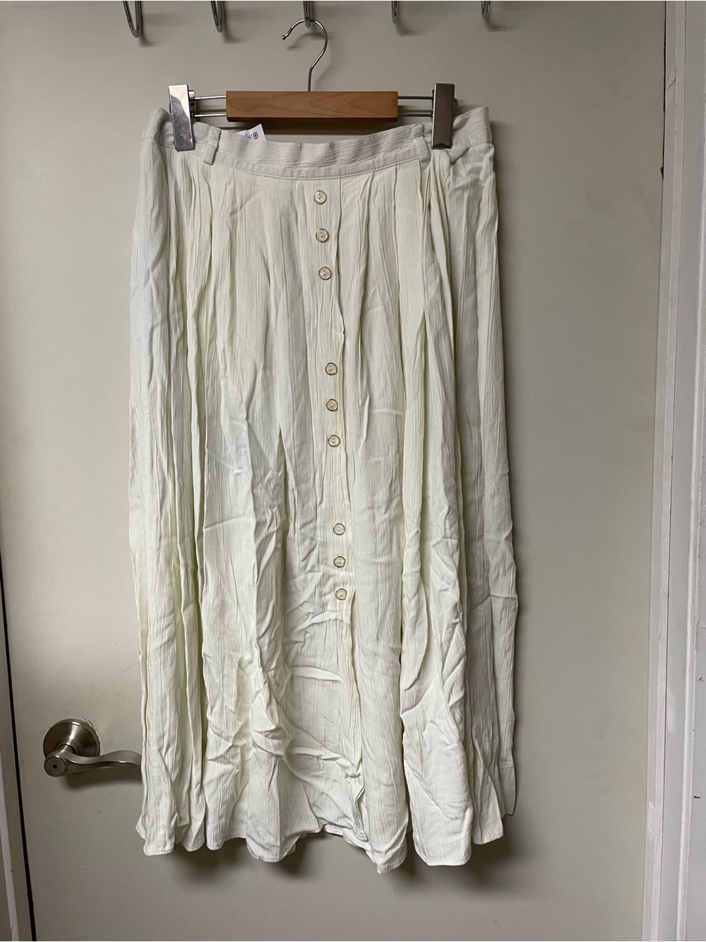 Vintage Cream Button-Front Midi Skirt